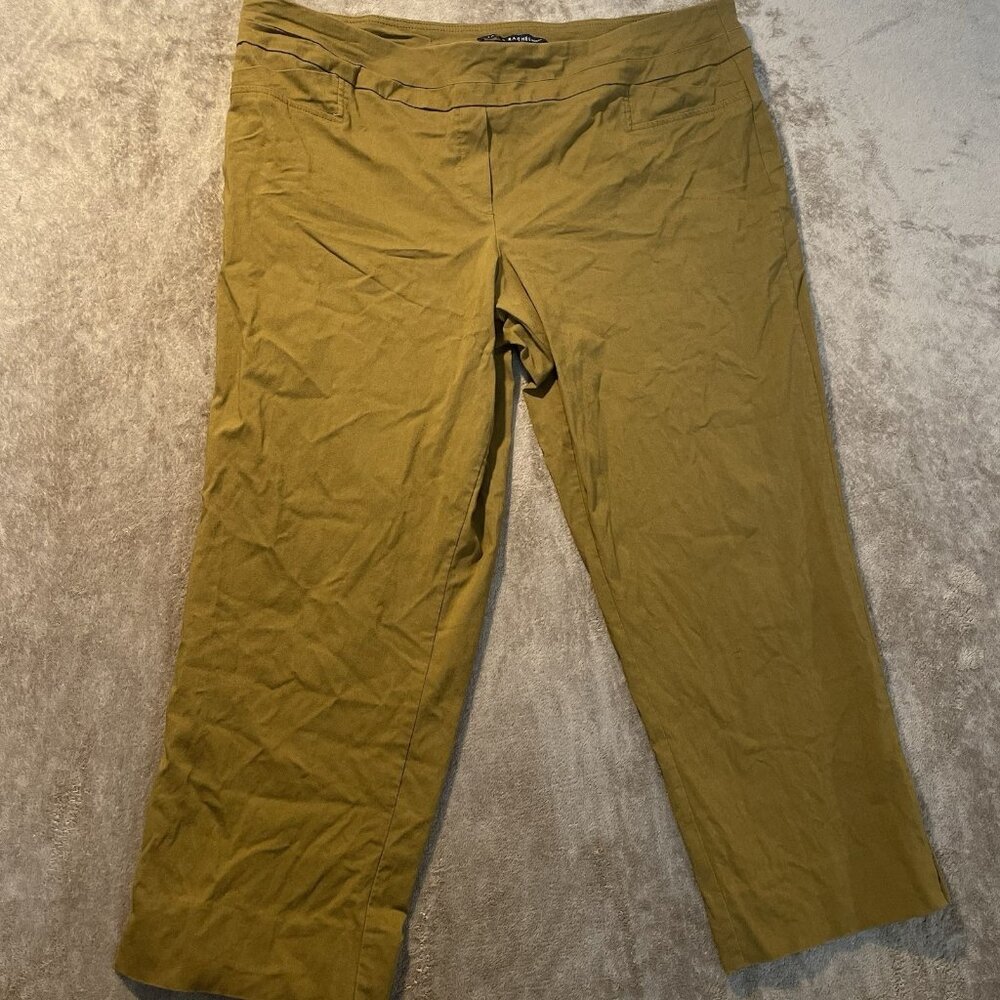 Zac & Rachel Pants Womens 22W Brown Wide Leg Cropped Stretch Casual High Rise
